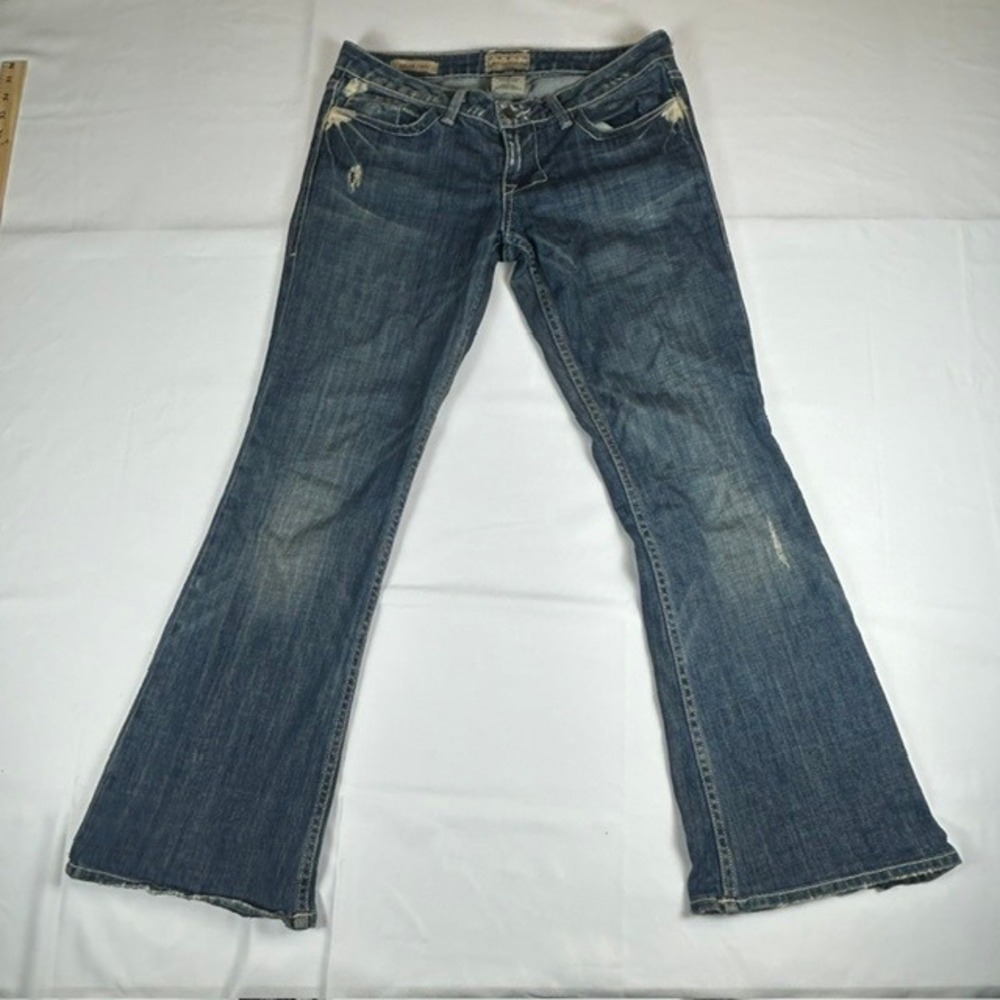 William Rast Belle Flare Jeans 27 Blue Distressed Low Rise Flared Denim Womens
